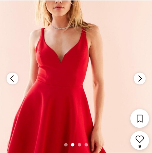 NWOT Kimchi Blue UO Heart Of The Ocean Red Sweetheart Mini Dress Size Large - Picture 3 of 13